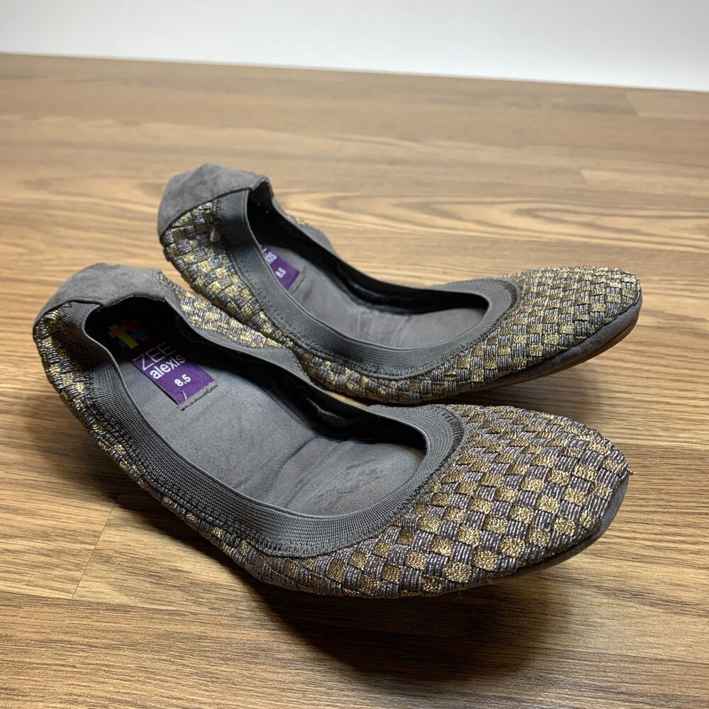 Zee Alexis Women's Pewter Bronze Metallic Woven Ballet Flats Size 8.5‎